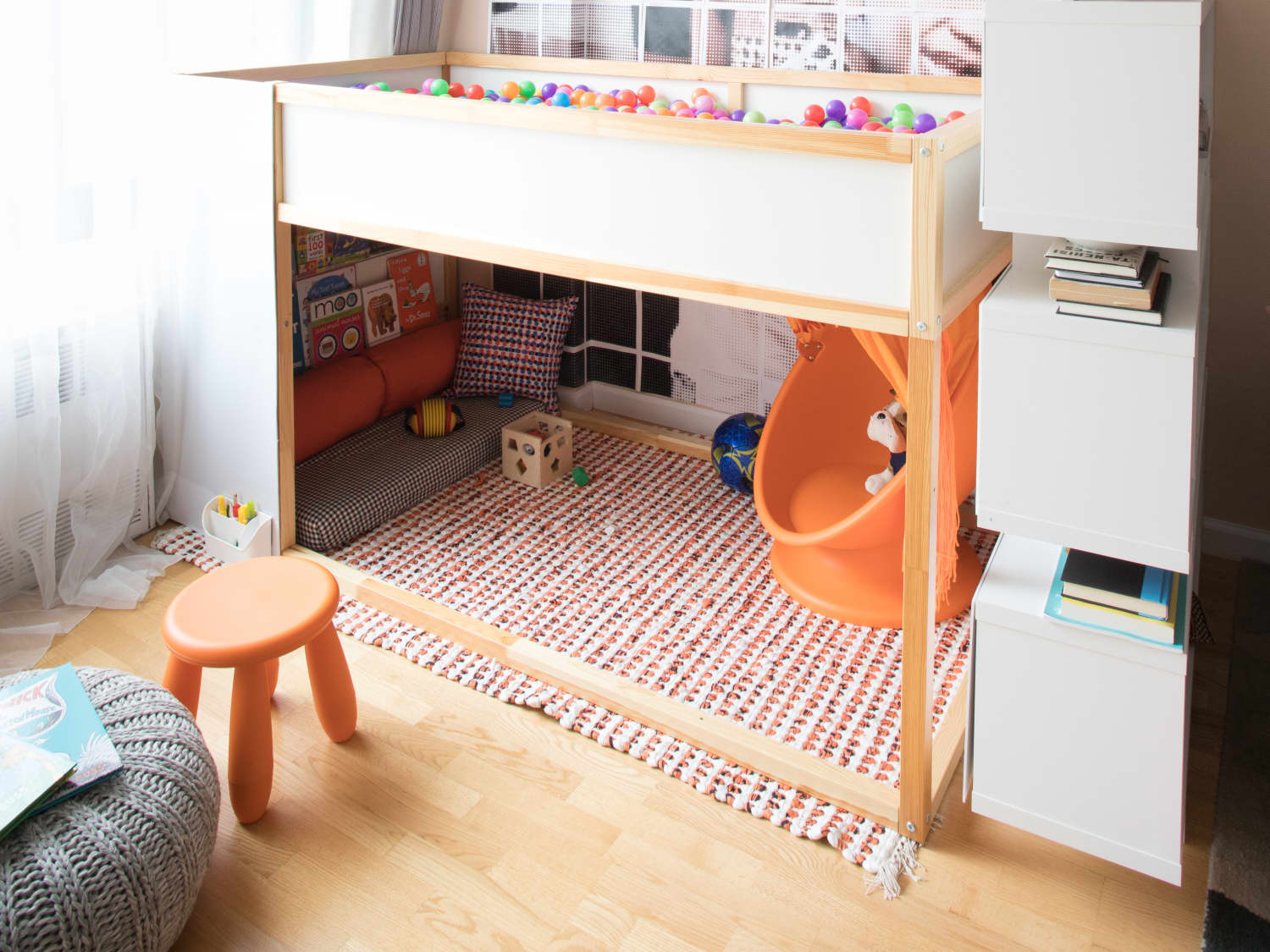 A Lofted Ball Pit Using the IKEA KURA Toddler Bed Cubby
